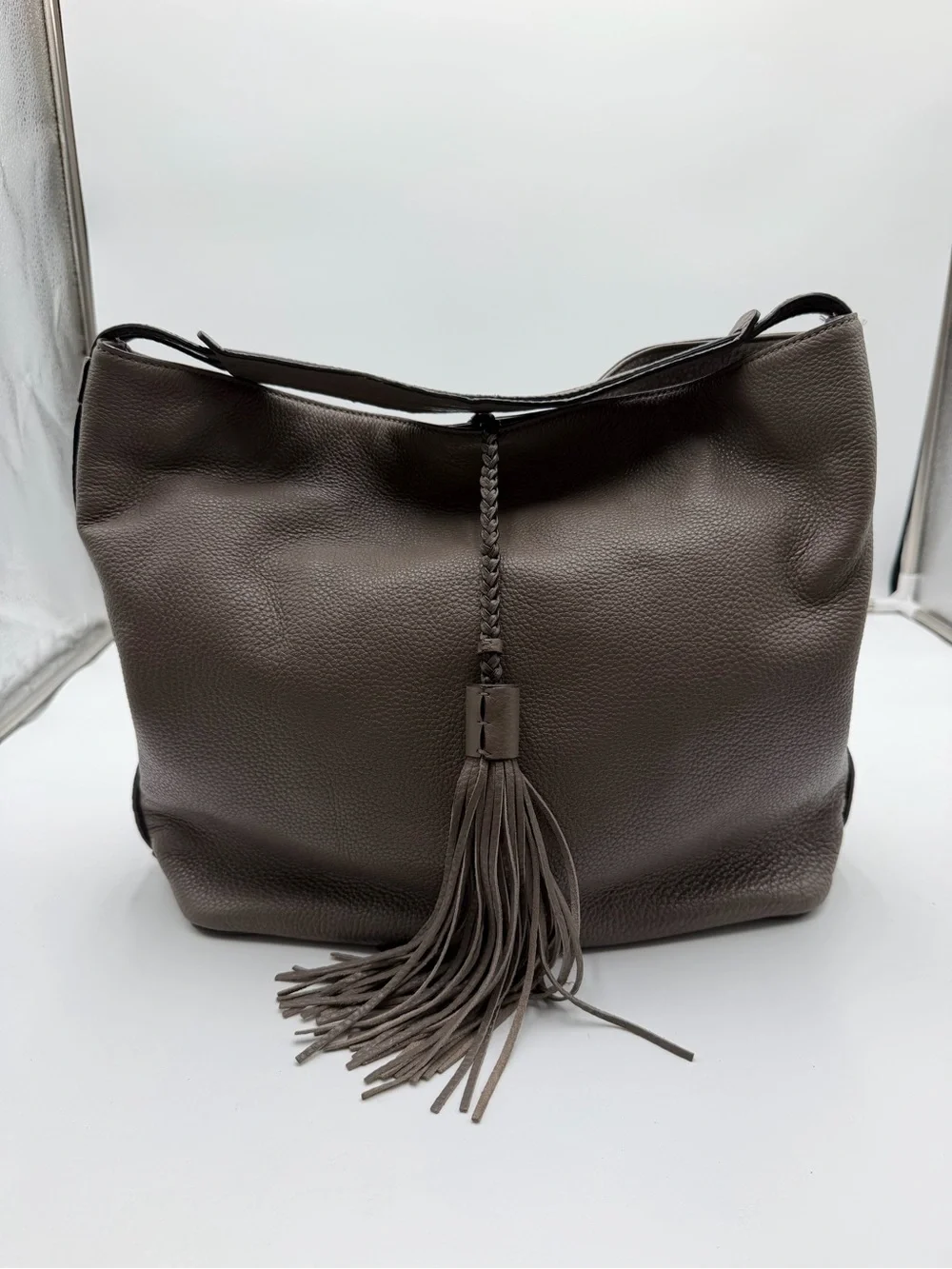 Rebecca Minkoff F16 Brown Genuine Leather Fringe Tassel Hobo Shoulder Bag